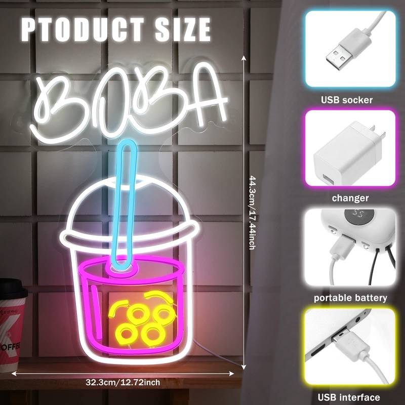 Boba Tea Neon Sign (44*32.3cm)