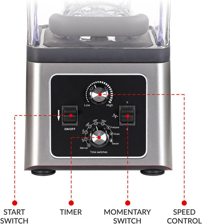 Keloo Commercial Blender 2.5L with Sound Enclosure - 2200W Professional