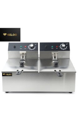 Keloo Commercial Double Fryer 2x6 Litre Electric 5kW - Professional Deep Fryer