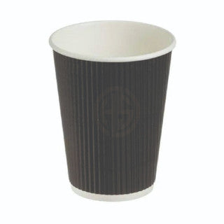 12oz Triple Walled Ripple Paper Cups Black